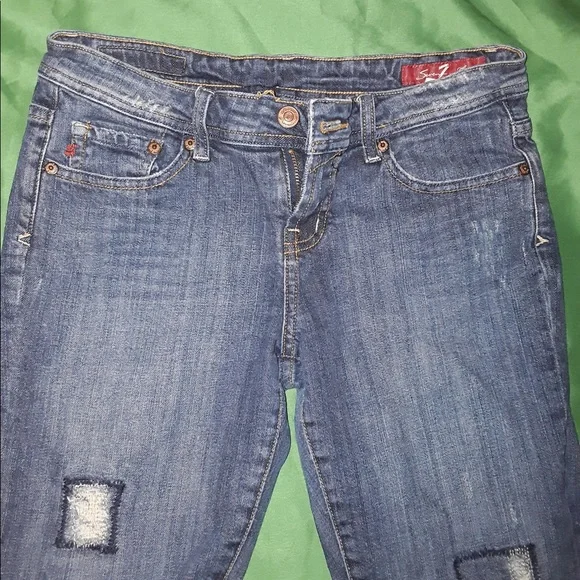 SEVEN7 Distressed Patch Jeans - Picture 2 of 8